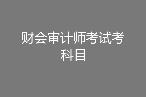 财会审计师考试考科目