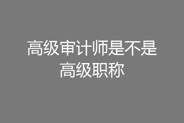 高级审计师是不是高级职称