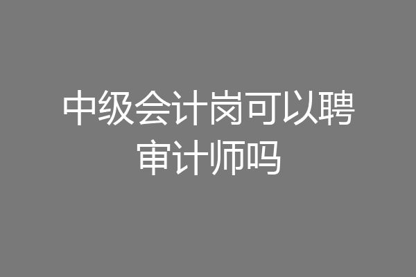 中级会计岗可以聘审计师吗