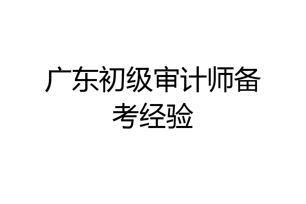 广东初级审计师备考经验