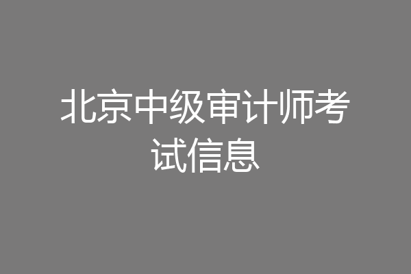 北京中级审计师考试信息