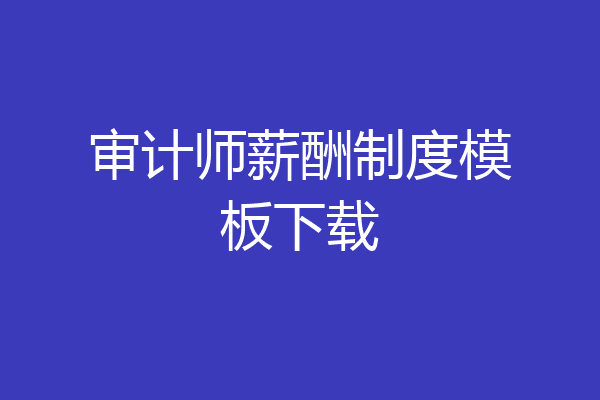 审计师薪酬制度模板下载
