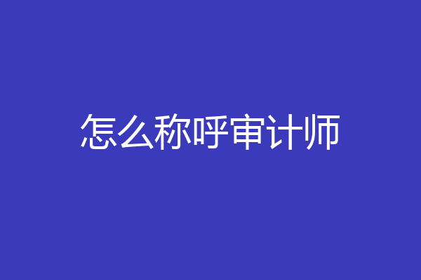 怎么称呼审计师