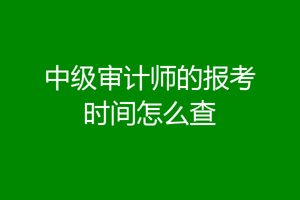 中级审计师的报考时间怎么查