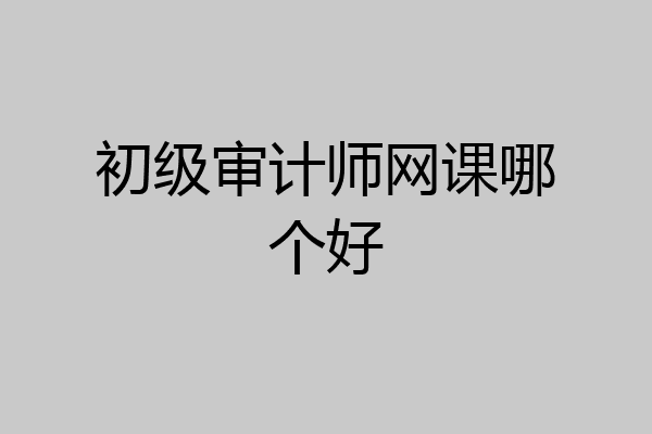 初级审计师网课哪个好