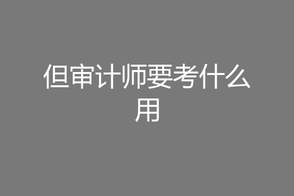 但审计师要考什么用