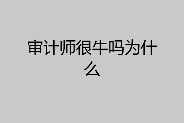 审计师很牛吗为什么