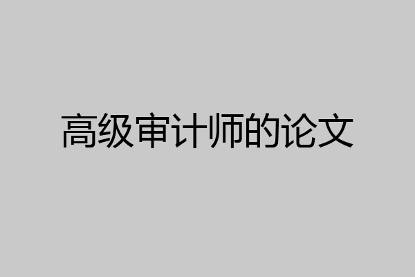 高级审计师的论文