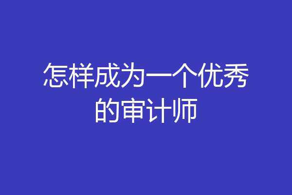 怎样成为一个优秀的审计师