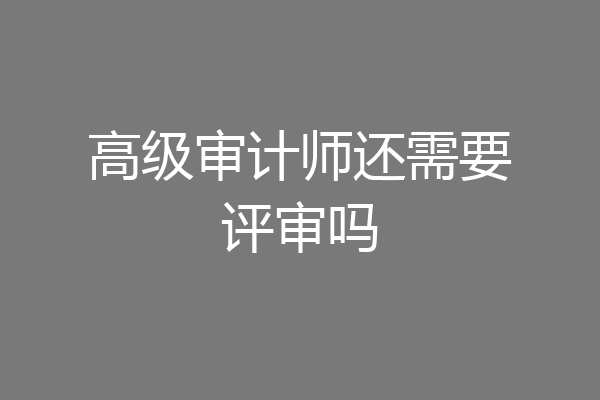 高级审计师还需要评审吗