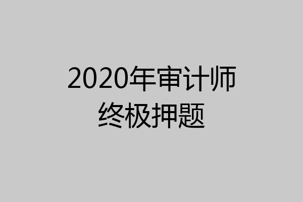 2020年审计师终极押题