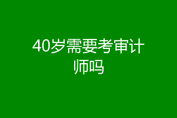 40岁需要考审计师吗