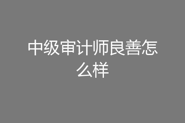 中级审计师良善怎么样