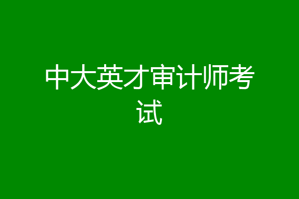 中大英才审计师考试