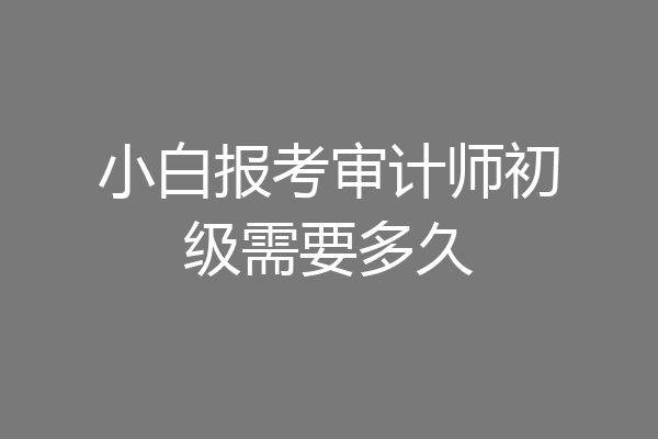 小白报考审计师初级需要多久