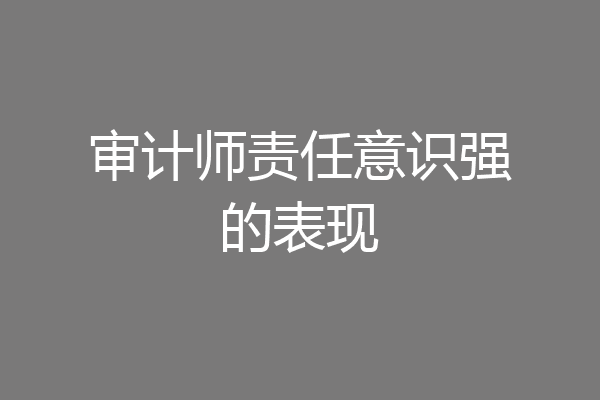 审计师责任意识强的表现