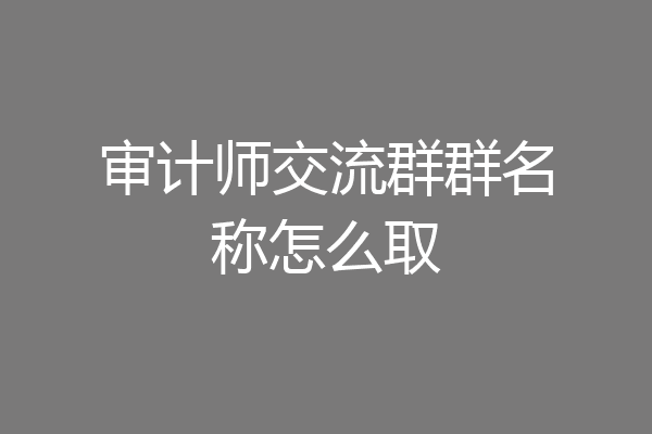 审计师交流群群名称怎么取