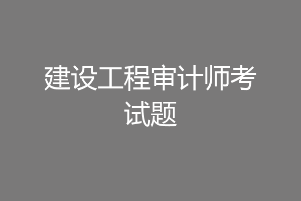 建设工程审计师考试题