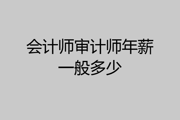 会计师审计师年薪一般多少
