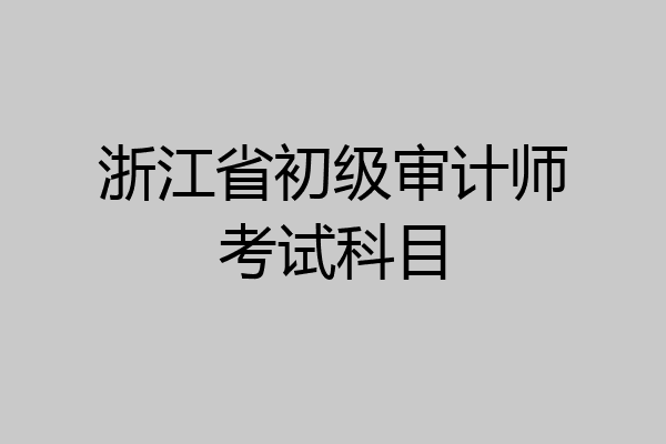 浙江省初级审计师考试科目