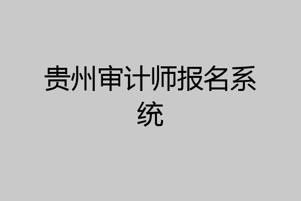 贵州审计师报名系统