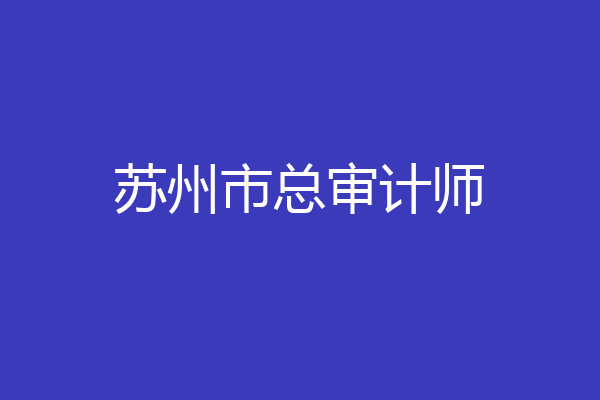 苏州市总审计师