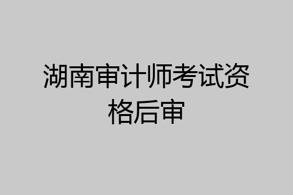 湖南审计师考试资格后审