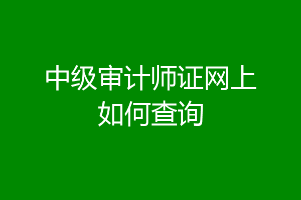 中级审计师证网上如何查询