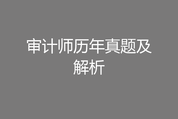 审计师历年真题及解析