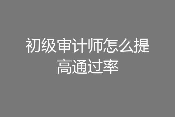 初级审计师怎么提高通过率