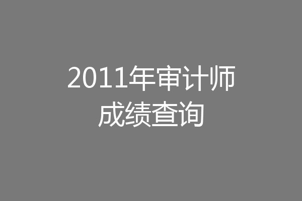 2011年审计师成绩查询