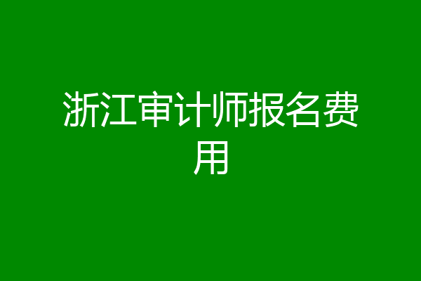 浙江审计师报名费用