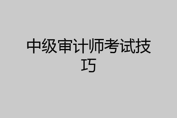 中级审计师考试技巧