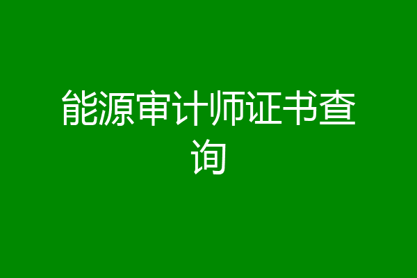 能源审计师证书查询