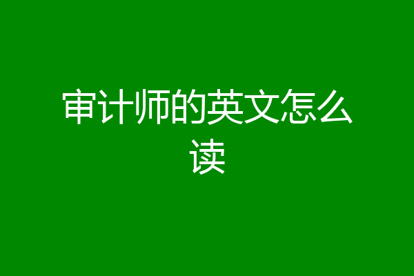 审计师的英文怎么读