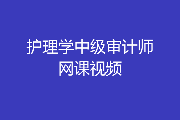 护理学中级审计师网课视频