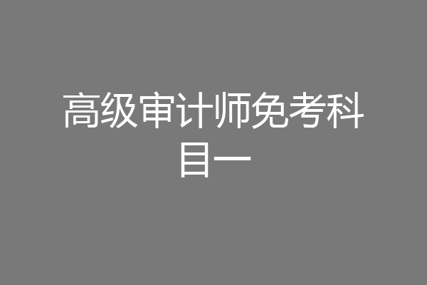 高级审计师免考科目一