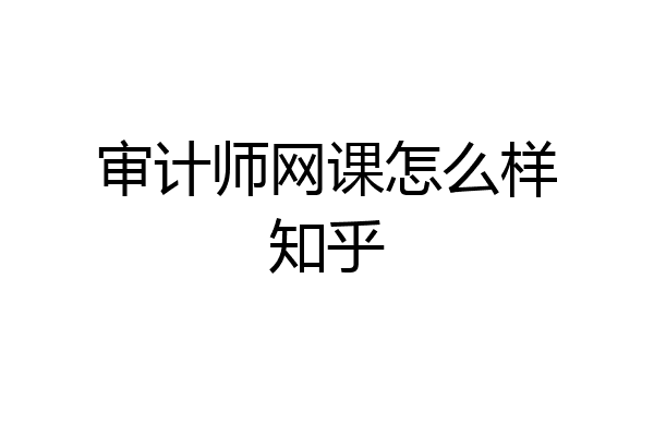 审计师网课怎么样知乎