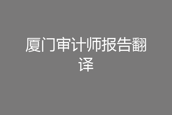 厦门审计师报告翻译