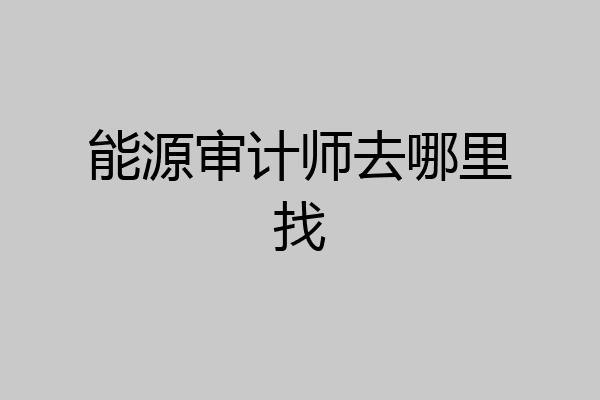 能源审计师去哪里找
