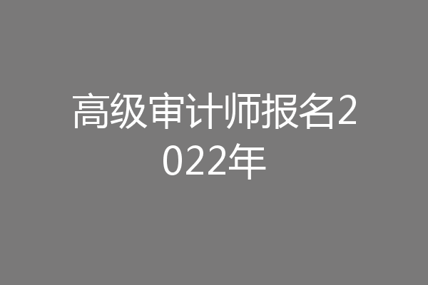 高级审计师报名2022年