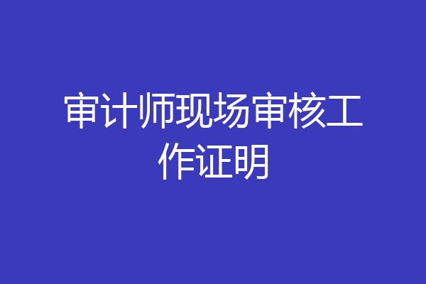 审计师现场审核工作证明
