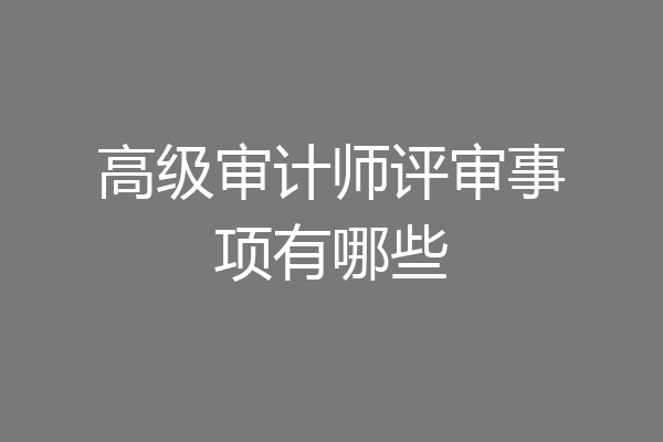 高级审计师评审事项有哪些