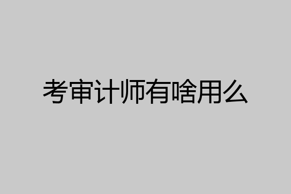 考审计师有啥用么