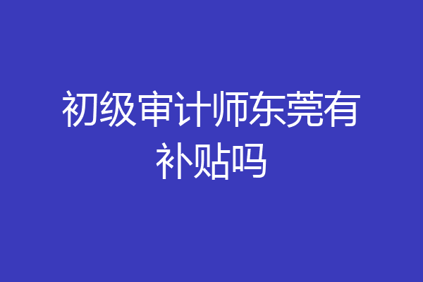 初级审计师东莞有补贴吗