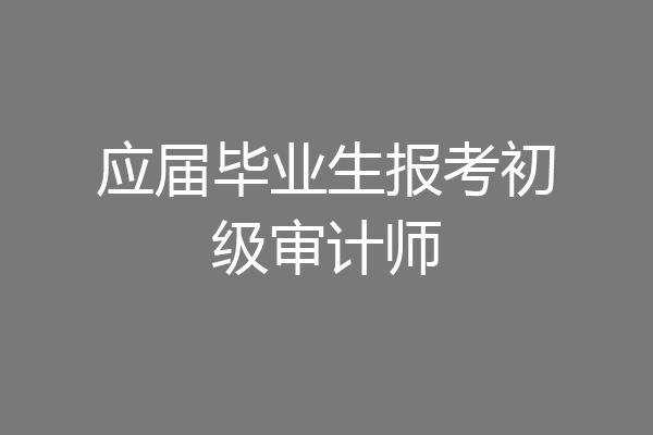 应届毕业生报考初级审计师