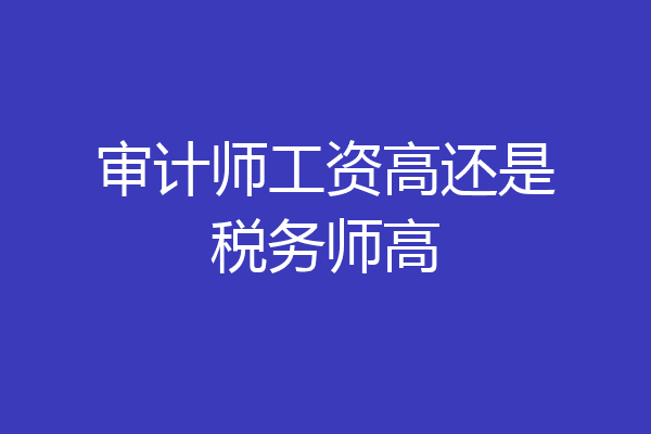 审计师工资高还是税务师高