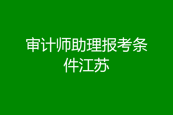 审计师助理报考条件江苏