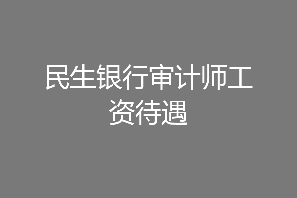 民生银行审计师工资待遇