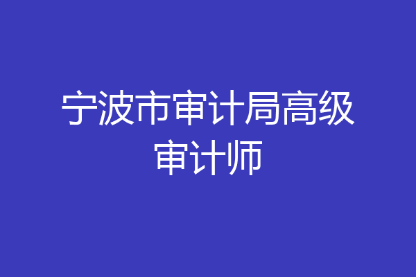 宁波市审计局高级审计师
